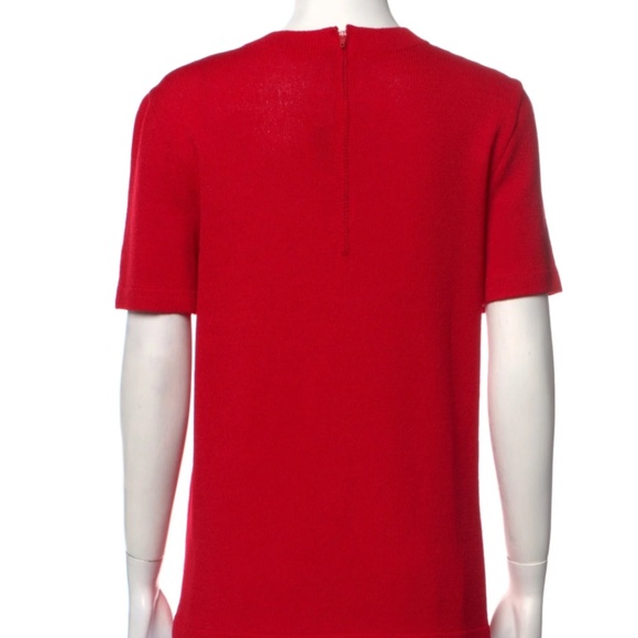 St. John Red Short-Sleeved Sweater Size M - Picture 3 of 7